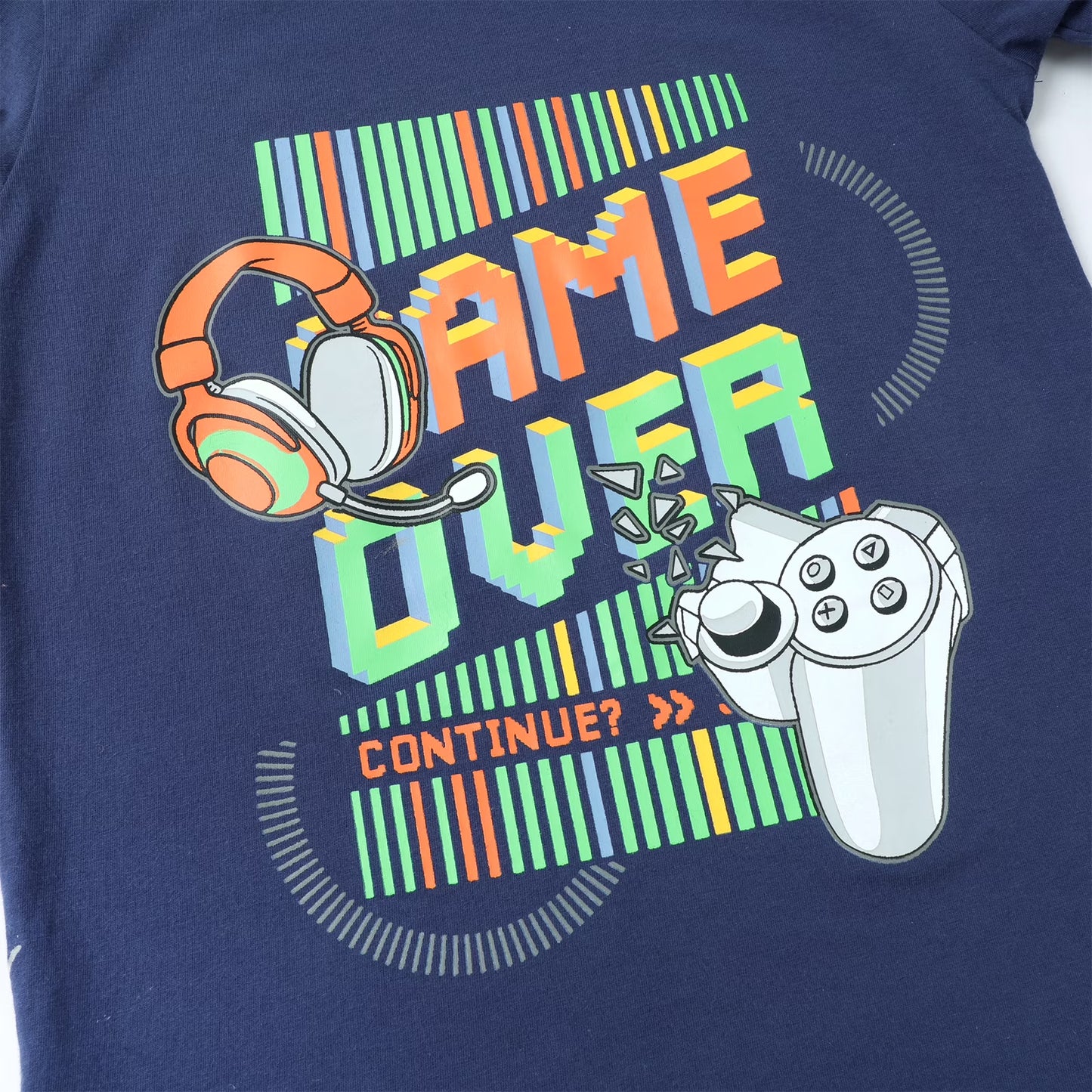 HILEELANG Kids Boys T-Shirts 3 Pack, 100% Cotton Short Sleeve Tees for 6-12Y, Gamer & Music Themed Summer Tops for Teen Boys Version 2 (Keyword-Focused)