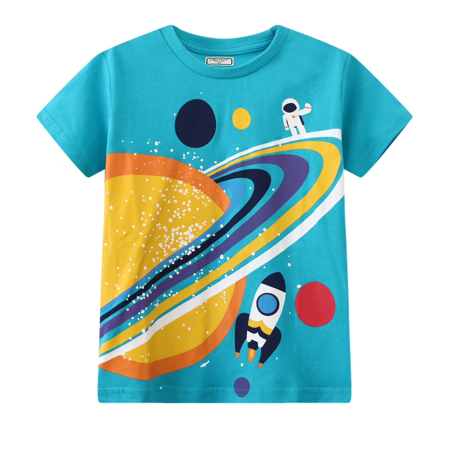 HILEELANG Toddler Boys T-Shirts 3 Pack, 100% Cotton Short Sleeve Tees for Kids 2-7T, Cute Space & Construction Vehicle Print Summer Tops for Little Boys