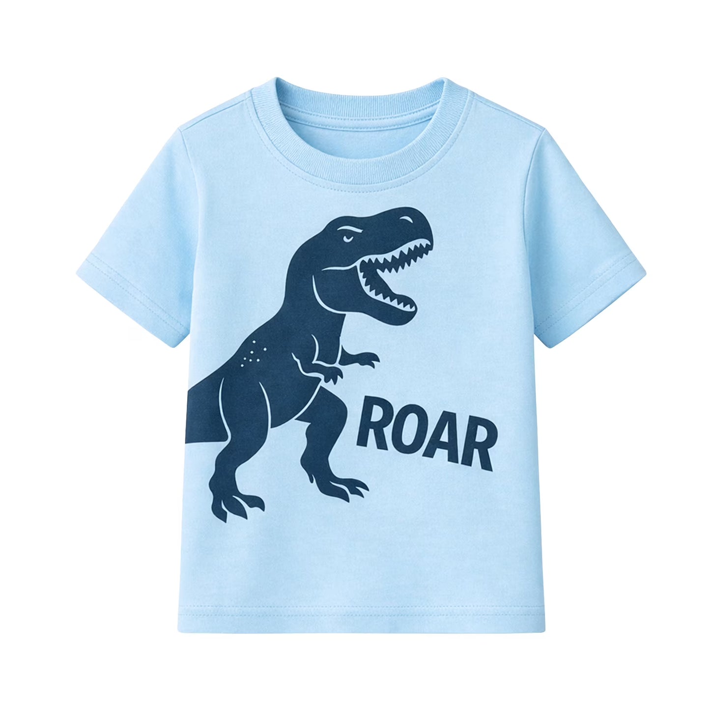 HILEELANG 2-7T Toddler/Little Boys Light Blue/Navy/Stripe Dinosaur ROAR 100% Cotton T-Shirt 3-Pack