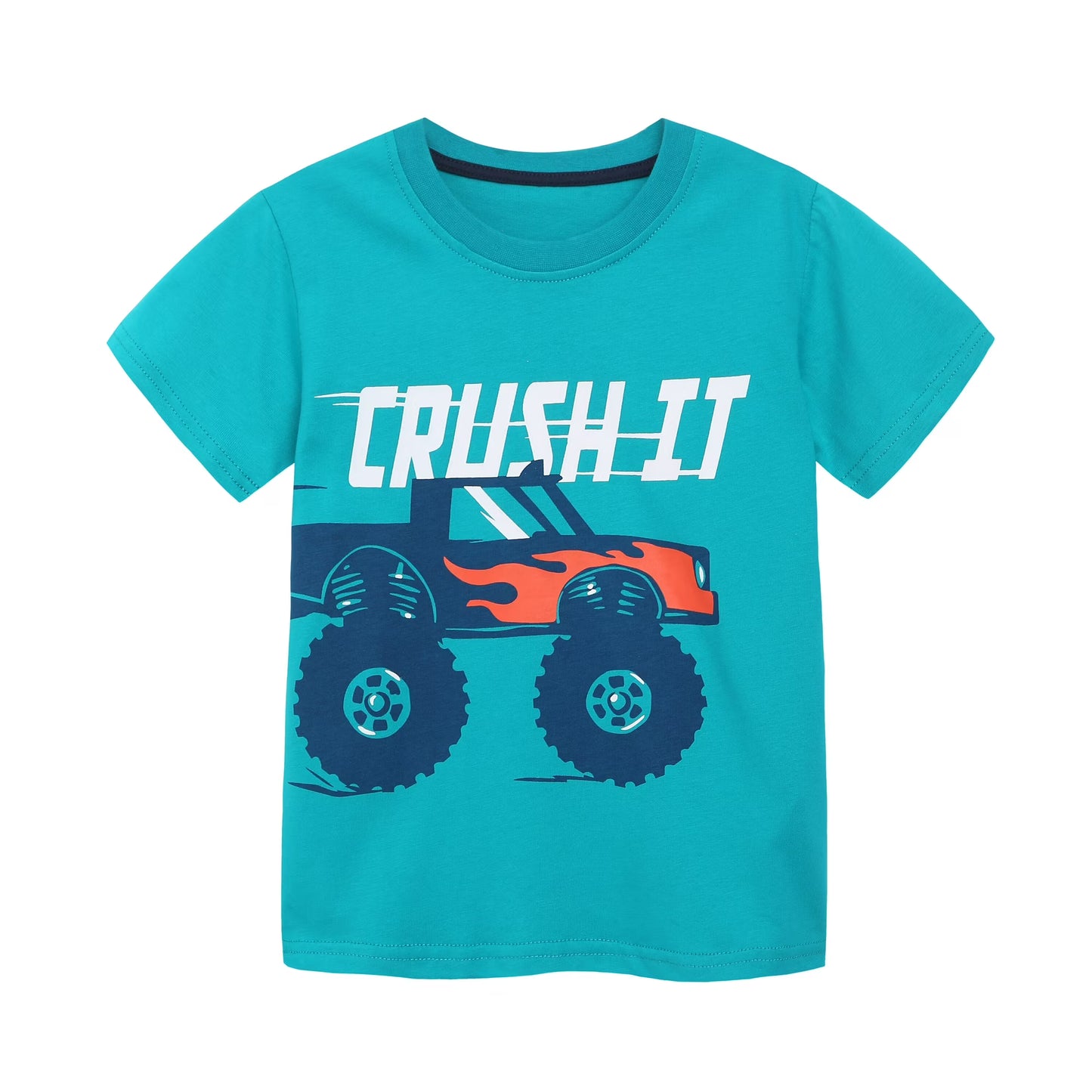 ILEELANG Toddler Boys T-Shirts 3 Pack, 100% Cotton Short Sleeve Tees for Kids 2-7T, Construction Vehicle & Monster Truck Print Summer Tops for Little Boys