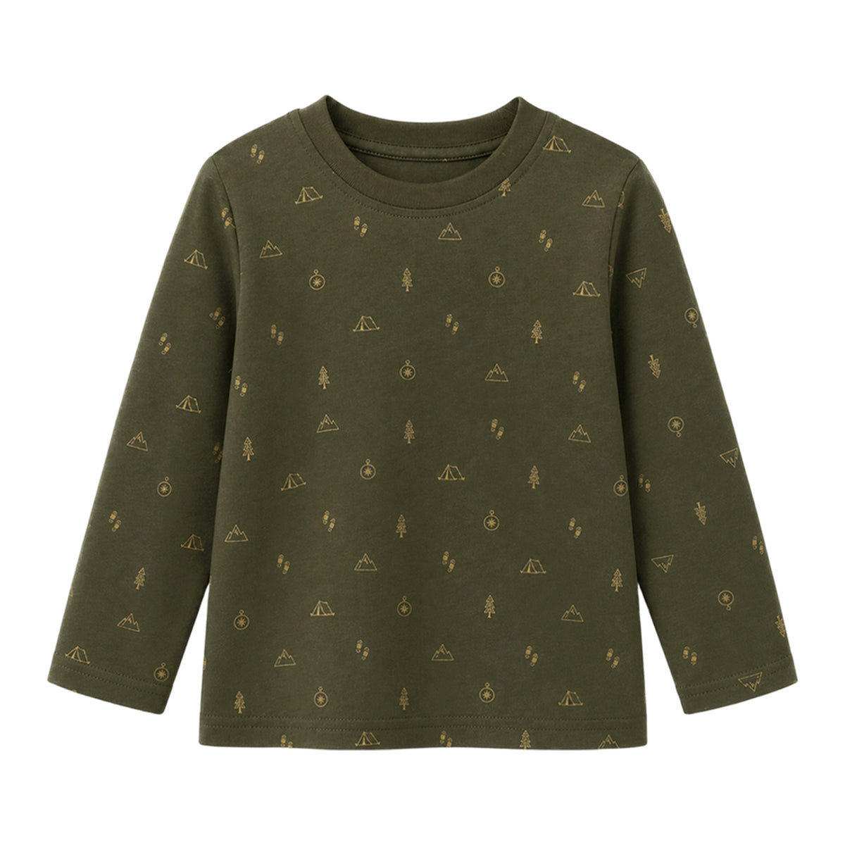 HILEELANG Boys Long Sleeve Shirts 3 Pack Cotton Tee Shirts Forest Mix