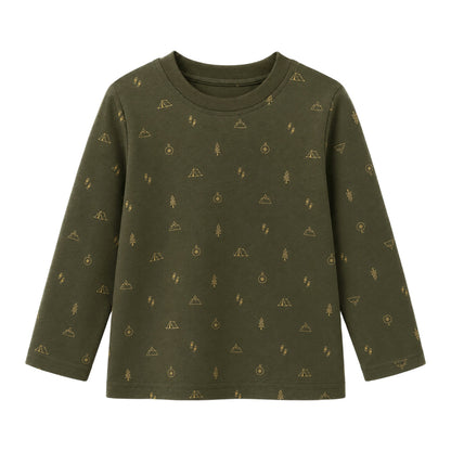 HILEELANG Boys Long Sleeve Shirts 3 Pack Cotton Tee Shirts Forest Mix