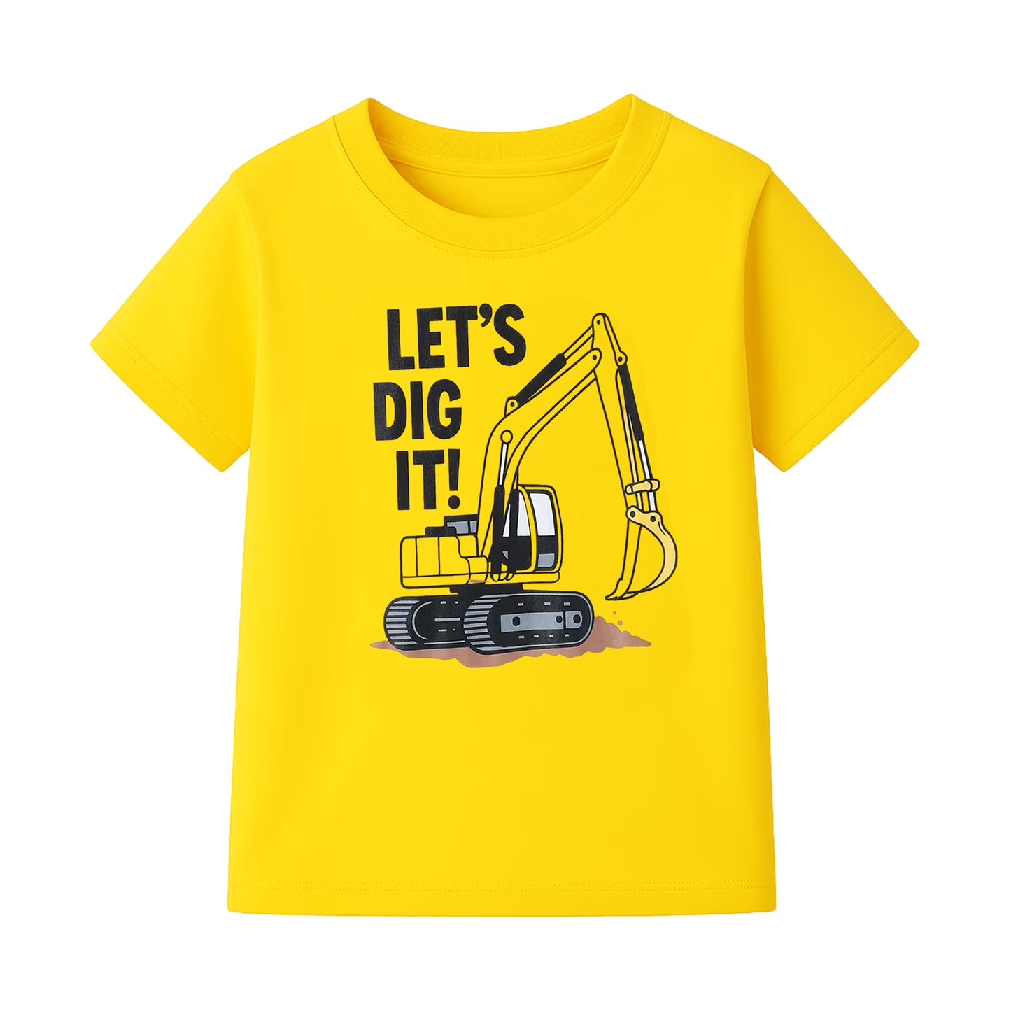 HILEELANG 2-7T Toddler/Little Boys Yellow/Grey/Navy Construction Trucks 100% Cotton T-Shirt 3-Pack