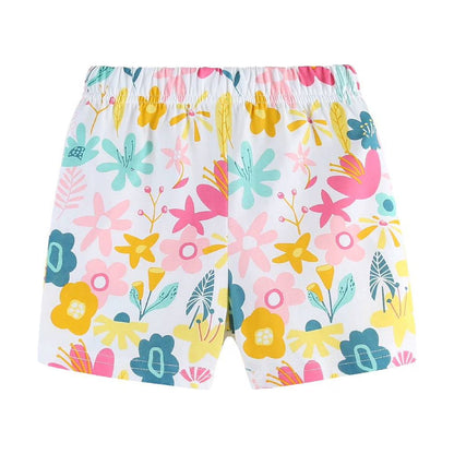 HILEELANG Toddler Girl Summer Short Sets Outfits Cotton CrewNeck Yellow Fox Short Sleeve Playwear 2PC Sets 2T
