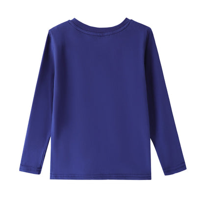 HILEELANG Girls 100% Cotton Long Sleeve T-Shirt 4-Pack, Purple Stripe Navy Pink White, Casual Everyday Tops