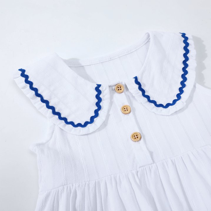 HILEELANG Toddler Little Girls 2 Pack Summer Dresses, Sleeveless Peter Pan Collar Sundress Set with Pockets