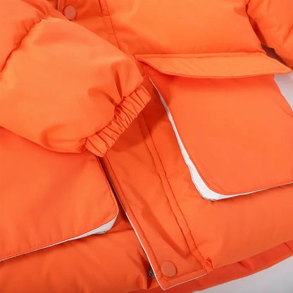 HILEELANG Kids Big Boys Lightweight Puffer Jacket with Hood Warm Light Weigh Water-Resistant Winter Coat for Kids 6-13, Bright Orange Safety Color