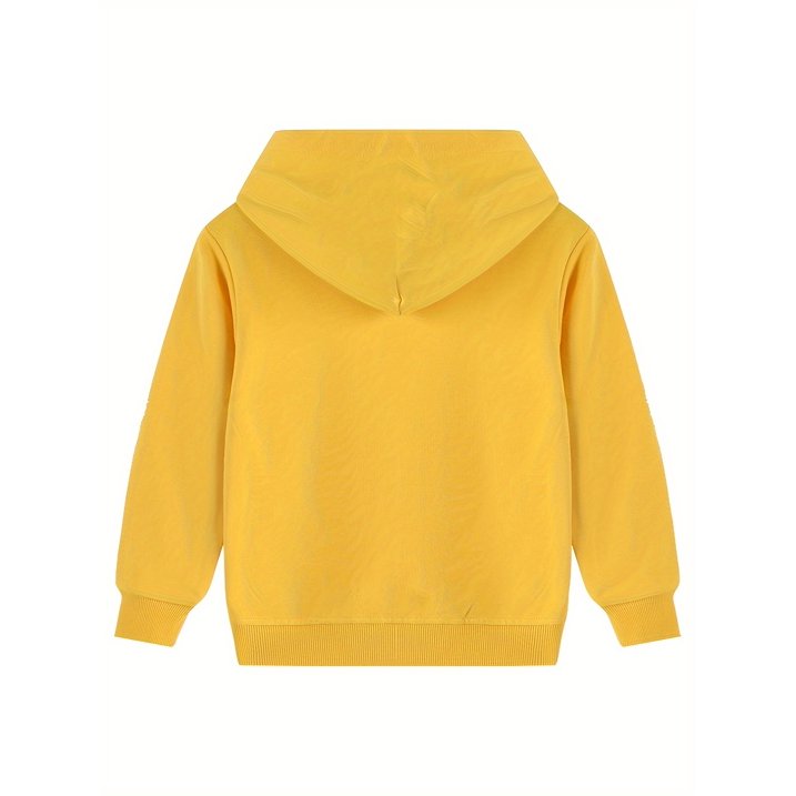 HILEELANG 4-12 Toddler/Little/Big Boys Girls Yellow Solid Color Hoodie Pullover