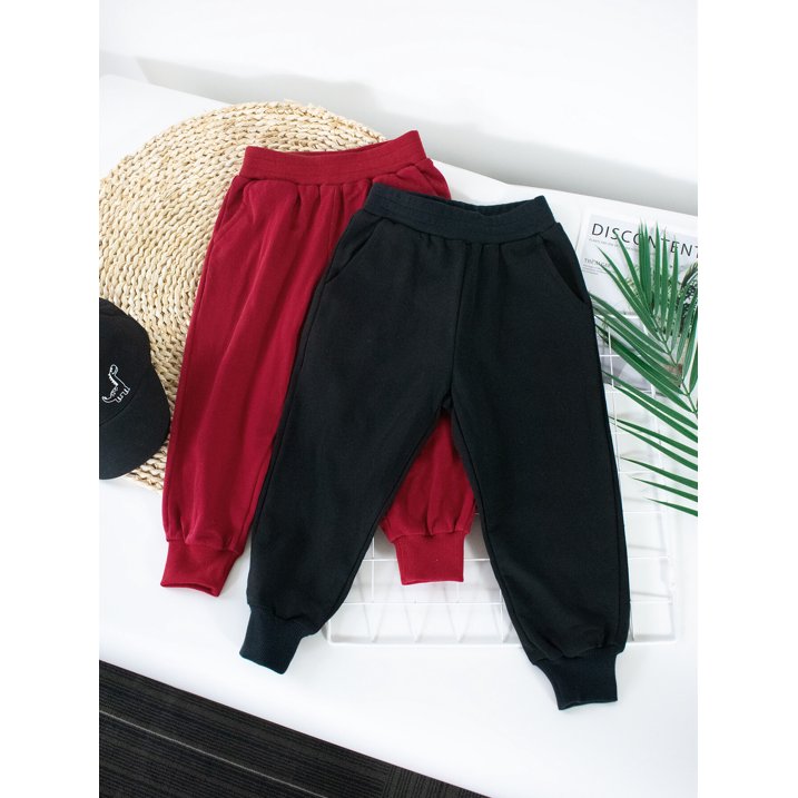 HILEELANG Toddler Boys' Sweatpants Cotton Joggers 2-Pack Pull on Black Wine Playwear Sport Athletic Pants