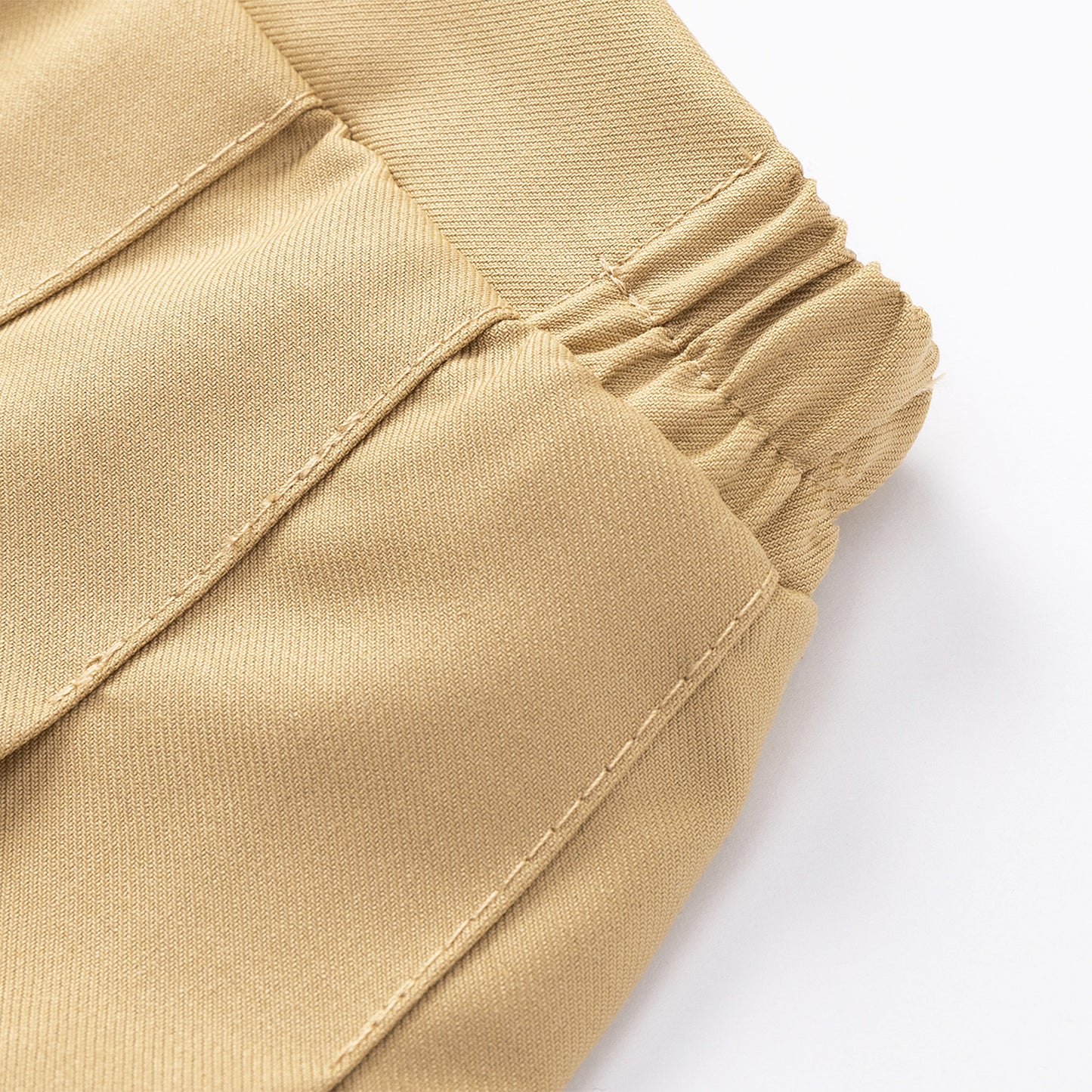 HILEELANG Little Girl School Uniform Pleated Scooter Skirt With Under Shorts Khaki Pull On Elastic Waist Skirt