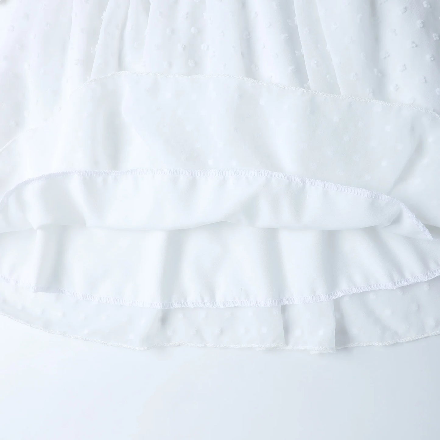 HILEELANG Girls White Swiss Dot Puff Sleeve Polyester Dress 4-5Y Little Girls