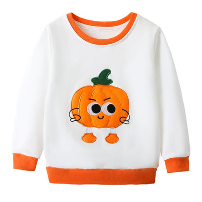 HILEELANG Toddler Boys Girls（12M-7T) WhitePumpkin Sweatshirt – Halloween & Thanksgiving Pullover Tops for Boys Girls, Cute Autumn Outfit