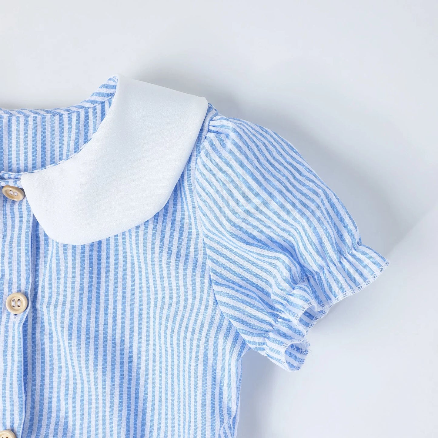 HILEELANG 2-7T Toddler/Little Girls Light Blue White Stripe 100% Cotton Dress