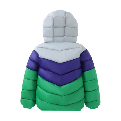 HILEELANG Toddler Boy Winter Hodded Puffer Color-Block Jackets Coats Light Weight Outerwear Green