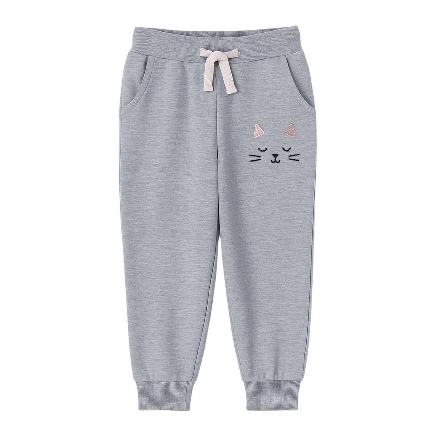 HILEELANG Toddler Girls' Jogger Pants 3-Pack Pull on Cotton French Terry Solid Adjust Black Red Purple Ruffle Pocket SweatPants 2Y