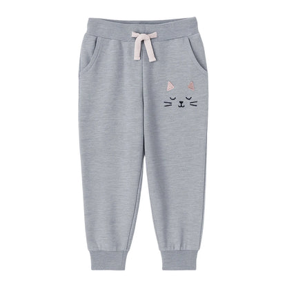 HILEELANG Toddler Girls' Jogger Pants 3-Pack Pull on Cotton French Terry Solid Adjust Black Red Purple Ruffle Pocket SweatPants 2Y