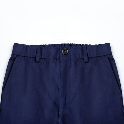 HILEELANG 5-15 Years Boys School Uniform Shorts 2 Pack Flat Front Twill Chino Shorts with Real Pockets Zipper Fly & Belt Loops Navy Blue