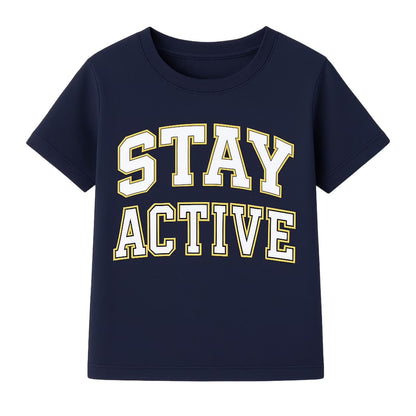 HILEELANG 4-13 Little/Big Boys Gray/Navy/Light Blue Varsity Slogan 100% Cotton 3-Pack Short Sleeve T-Shirt