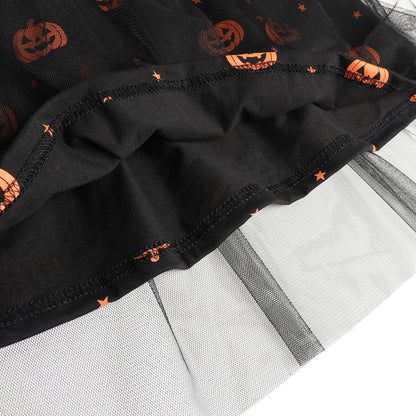 HILEELANG Toddler Girls Halloween Cat Pumpkin Layered Dress 2-7Y