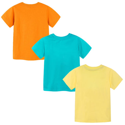 ILEELANG Toddler Boys T-Shirts 3 Pack, 100% Cotton Short Sleeve Tees for Kids 2-7T, Construction Vehicle & Monster Truck Print Summer Tops for Little Boys