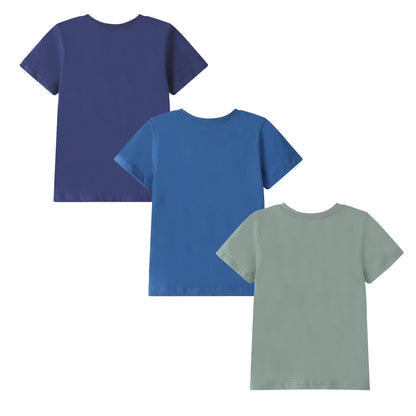 HILEELANG Kids Boys T-Shirts 3 Pack, 100% Cotton Short Sleeve Tees for 6-12Y, Basketball & Soccer Sports Themed Summer Tops for Teen Boys