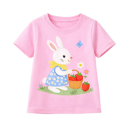 HILEELANG Toddler Girls 100% Cotton Bunny Strawberry Legging Set
