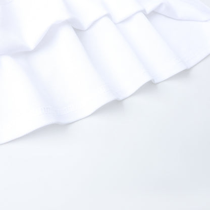 HILEELANG 4-13T Little Girls' white Short Sleeve Polo Dress with Pockets, School Uniform Casual Dress for Kids