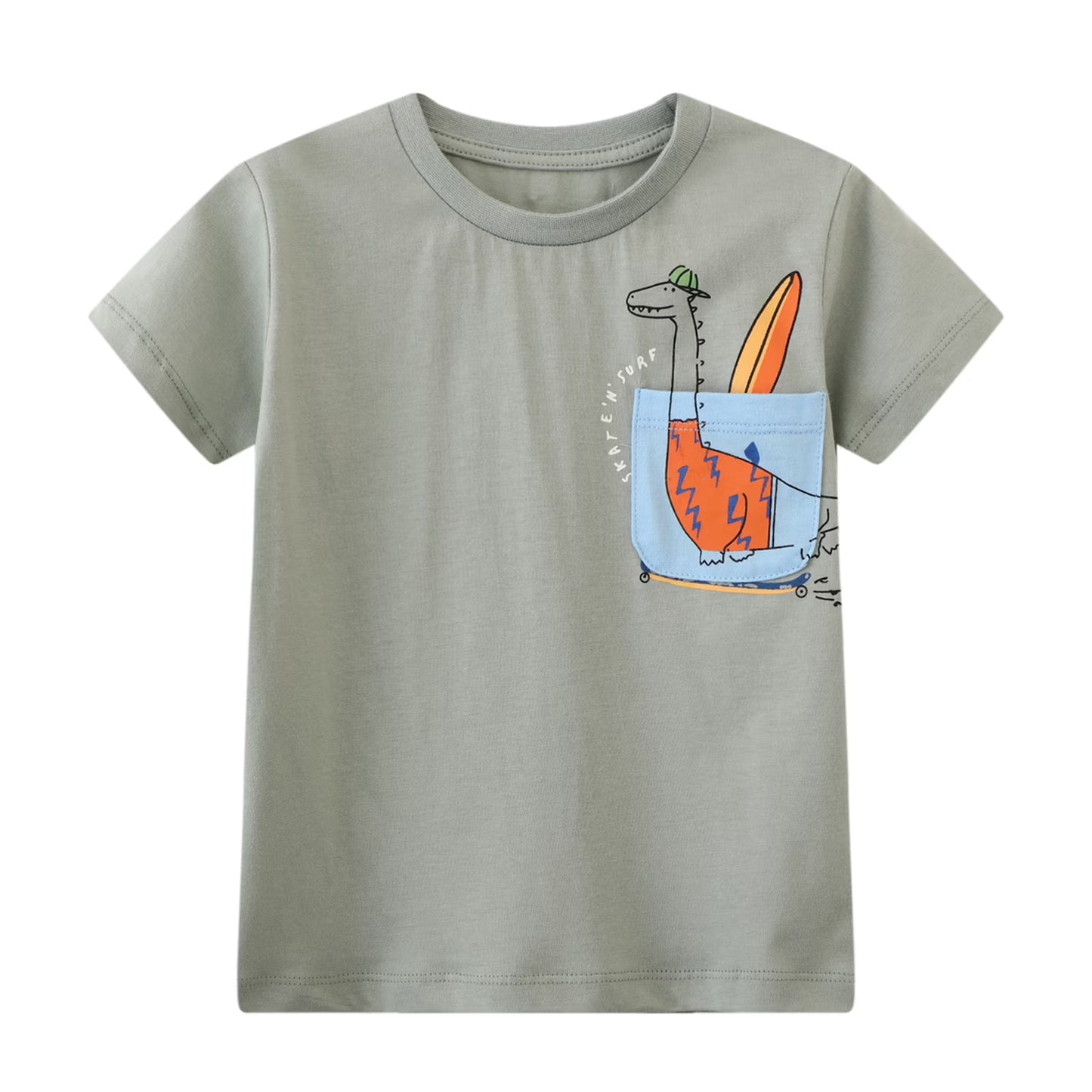 HILEELANG Toddler Boys T-Shirts 3 Pack, 100% Cotton Short Sleeve Tees for Kids 2-7T, Cute Summer Beach Dinosaur/Crocodile Print Casual Tops for Little Boys