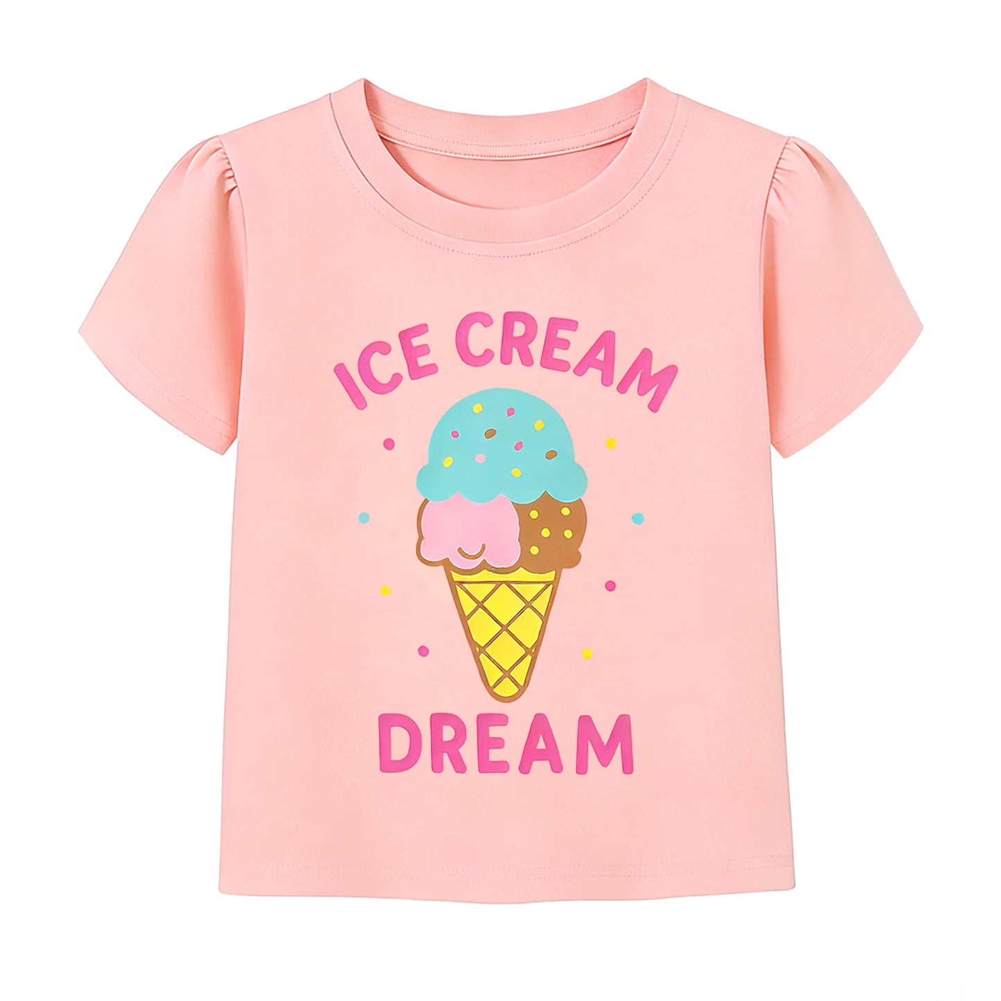 HILEELANG 2-7T Toddler/Little Girls 100% Cotton 3 Pack Cute Food Graphic Short Sleeve T-Shirt