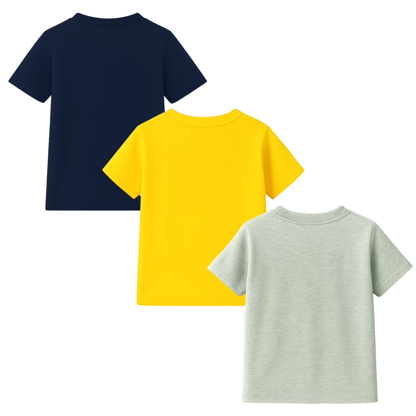 HILEELANG 2-7T Toddler/Little Boys Yellow/Grey/Navy Construction Trucks 100% Cotton T-Shirt 3-Pack