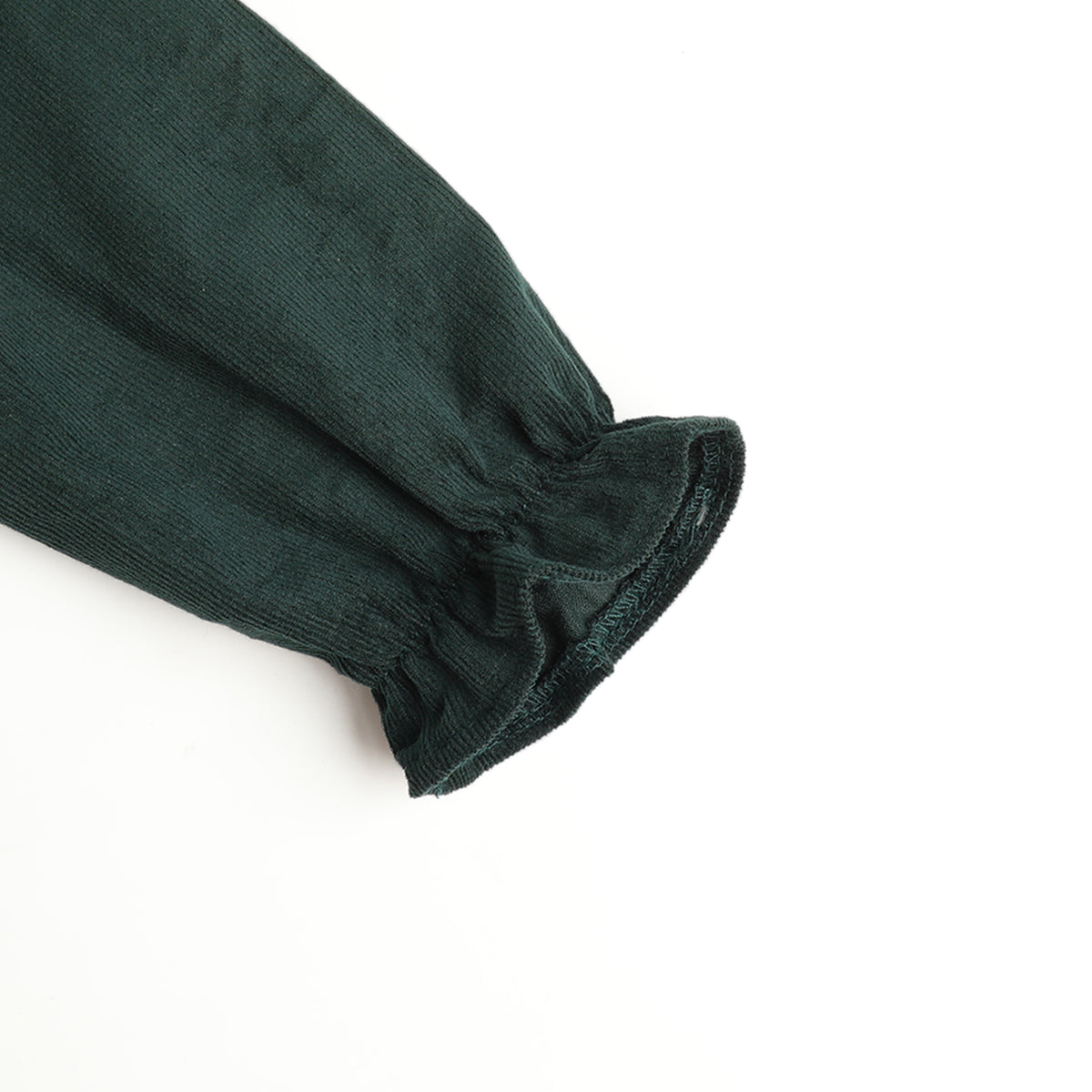 HILEELANG Toddler Dark Green Wavy Collar Corduroy Dress, Single Piece