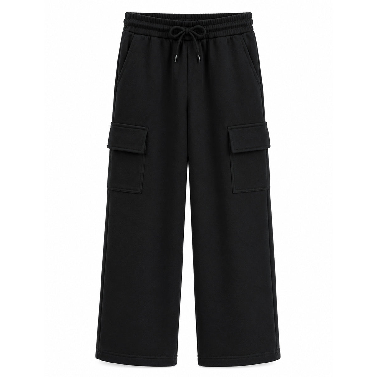 HILEELANG Big Boys Girls Black Wide Leg Cargo Sweatpants Fleece Pants