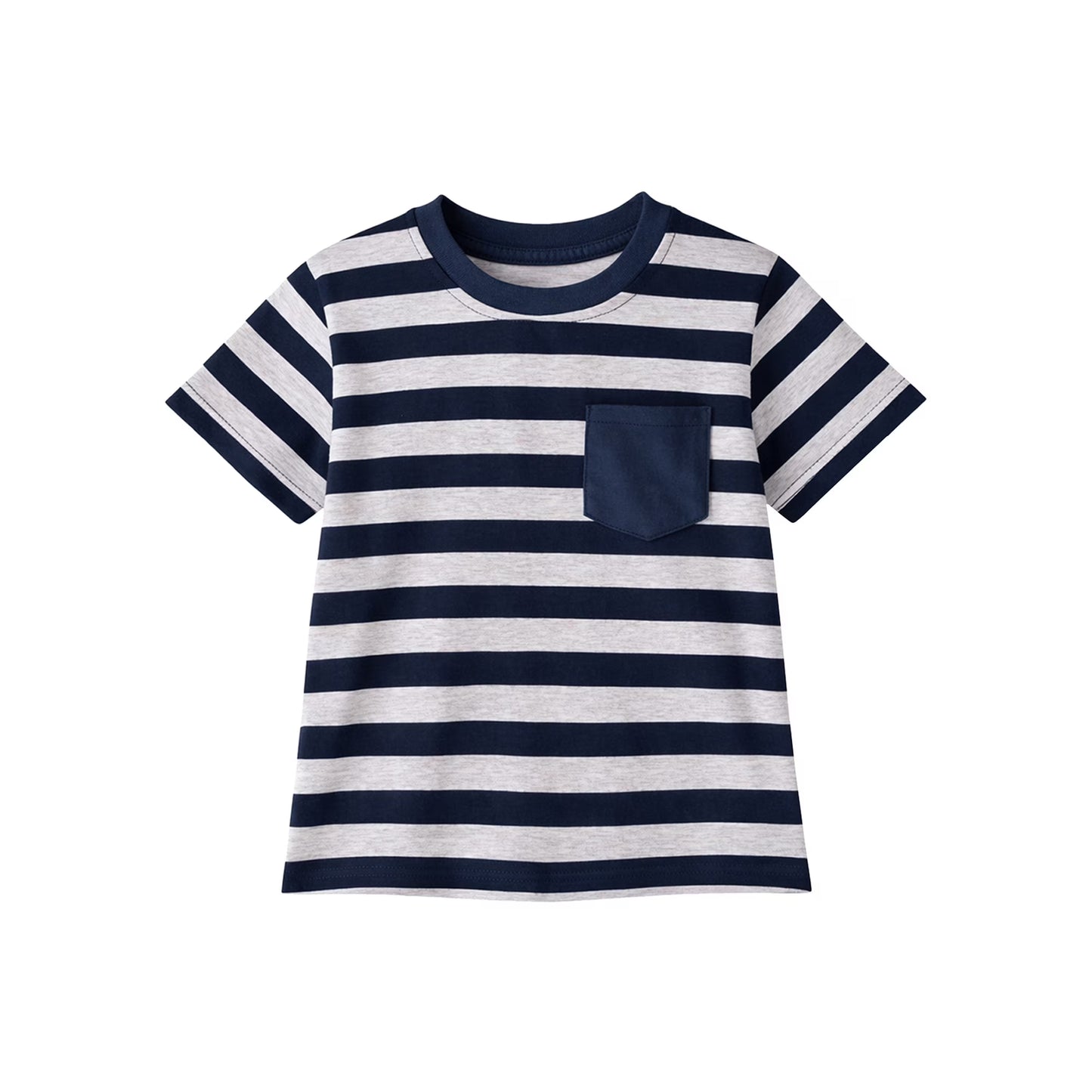 HILEELANG Little/Big Boys 4–13 Navy Stripe 2-Piece Outfit, Cotton-Blend Stretch T-Shirt and Knit Shorts Set, Summer Clothes for Boys