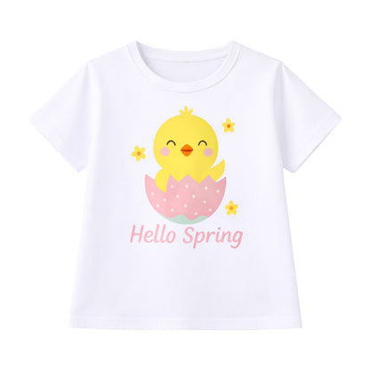 HILEELANG Toddler Girls 100% Cotton Hello Spring Chick Legging Set