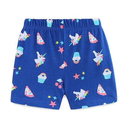 HILEELANG Toddler Girl Summer Short Outfits Cotton CrewNeck Pink Unicorn Short Sleeve Playwear 2PC Sets 2T