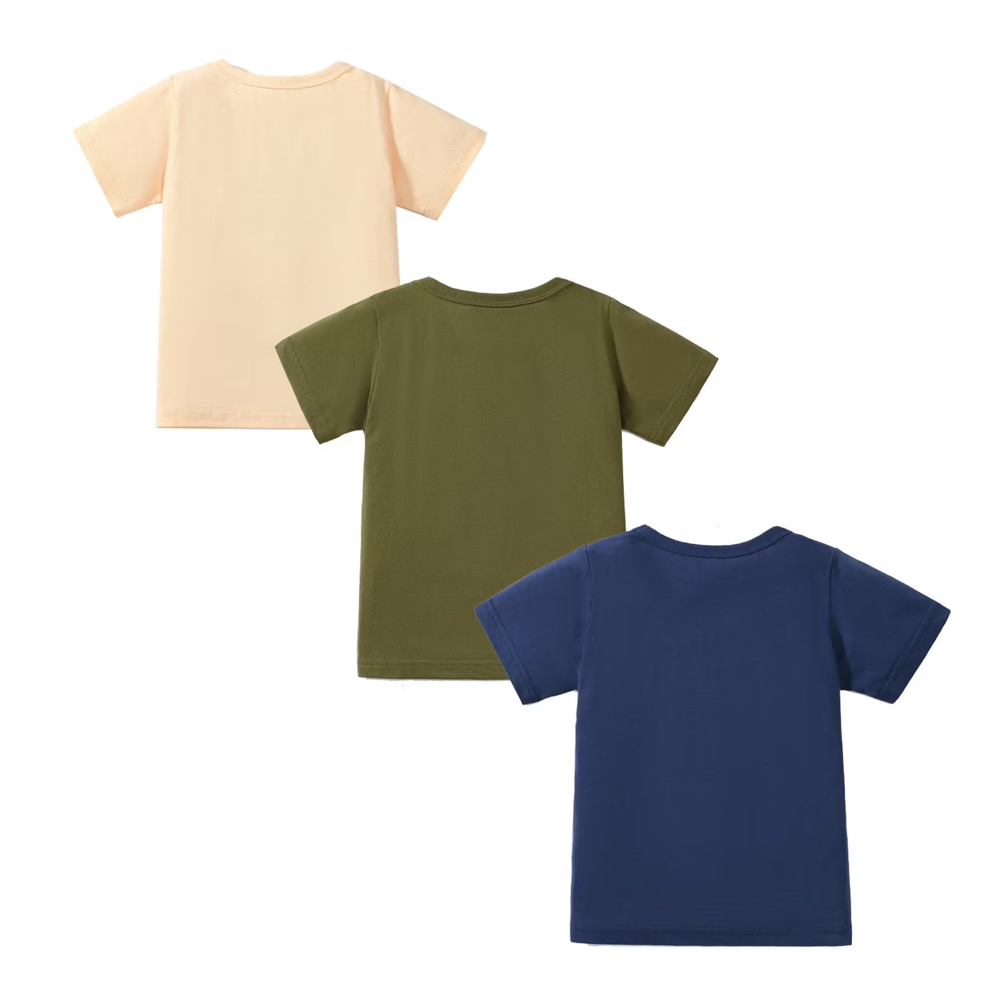 HILEELANG 2-7T Toddler Little Boys 3-Pack T-Shirts Truck Car Construction Vehicle Graphic 100% Cotton Short Sleeve Summer Tees Blue Green Yellow