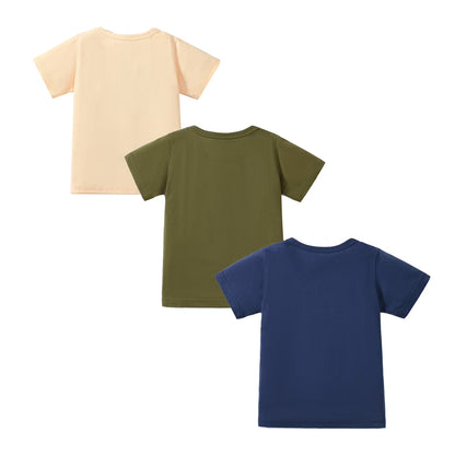 HILEELANG 2-7T Toddler Little Boys 3-Pack T-Shirts Truck Car Construction Vehicle Graphic 100% Cotton Short Sleeve Summer Tees Blue Green Yellow