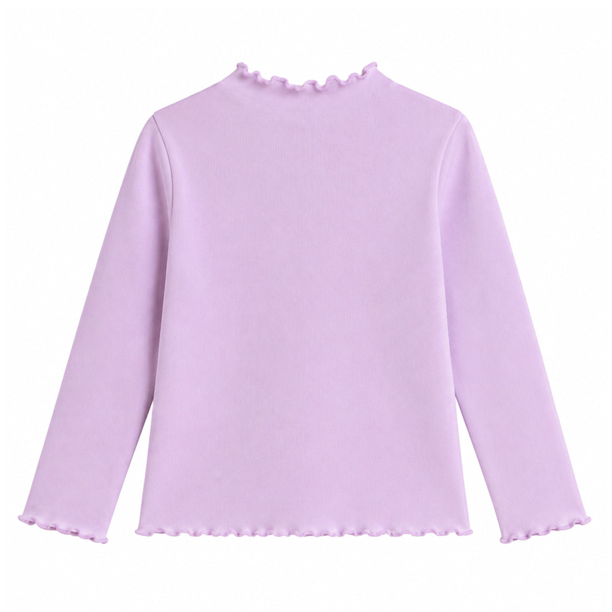 HILEELANG Toddler Girls Long Sleeve T-Shirts 2-Pack, Ruffle Trim Deer Embroidery, Ivory and Lavender