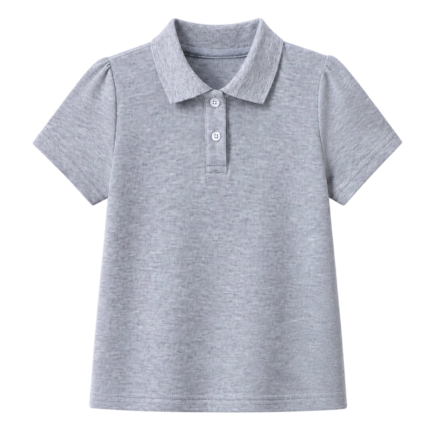 HILEELANG 2-Pack Little/Big Girls' Short Sleeve Pique Polo Shirts, School Uniform Tops for Kids 4-13T, White & Heather Gray