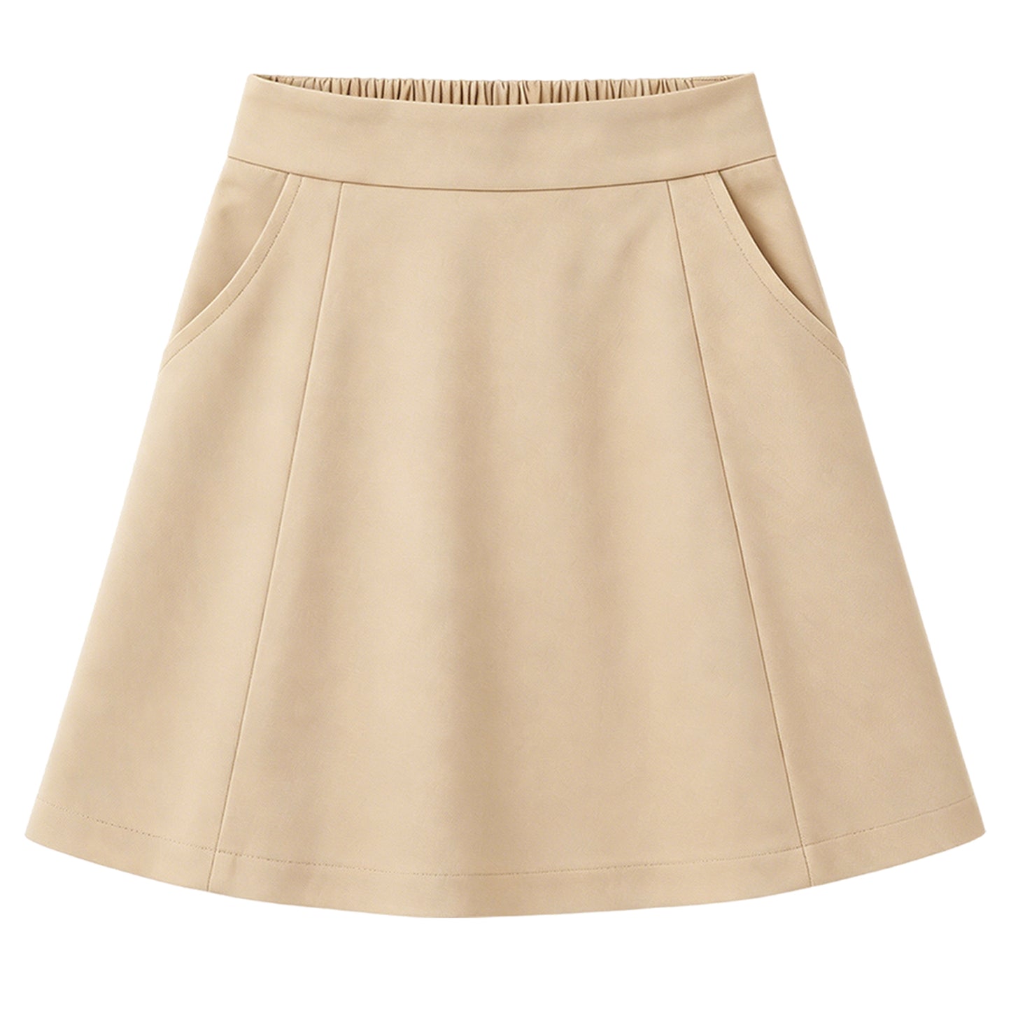 HILEELANG 4-13 Little Big Girls Skort Khaki with Built-in Shorts School Uniform Twill Skirt Elastic Back Waist A Line with Pockets Scooter for Kids