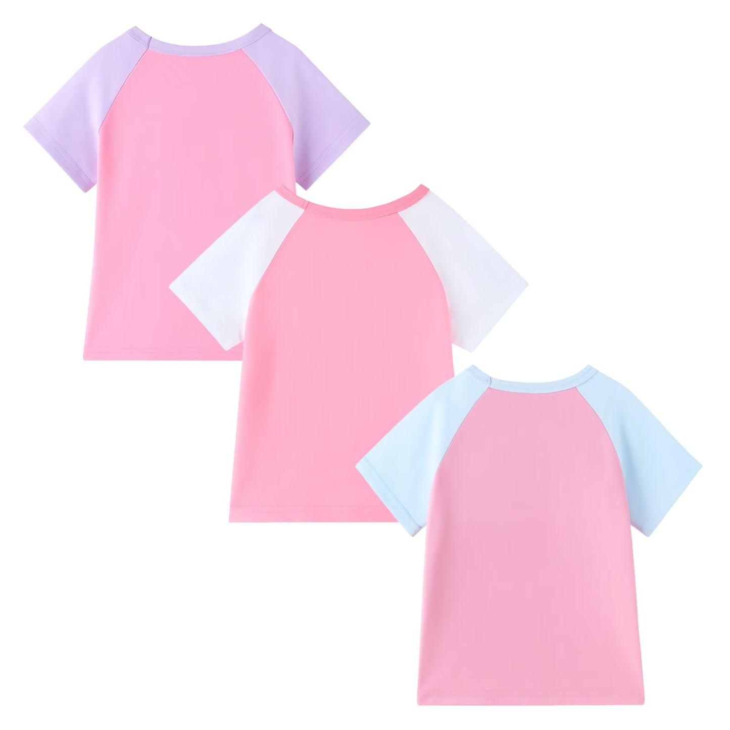 HILEELANG 2-7T Toddler/Little Girls Pink/Mint/Purple Cute Animal Graphic 100% Cotton T-Shirt 3-Pack