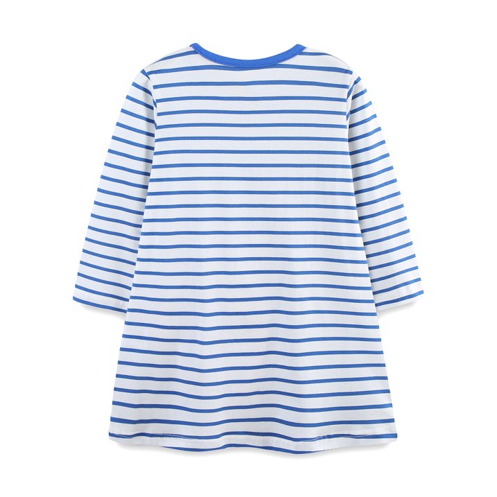 HILEELANG 100% Cotton Girls Long Sleeve Dress with NavyUnicorn ,NavyStripeDog,StripeStrawberry and FloralPumpkin – Ages