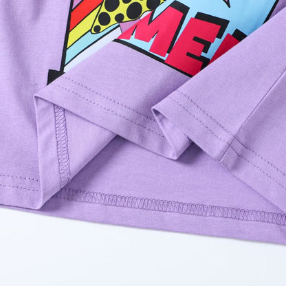 HILEELANG Toddler Girls' Long Sleeve Tee Shirt Cotton Crewneck Butterfly Graphic Tops T-Shirts Purple Green 3 Packs