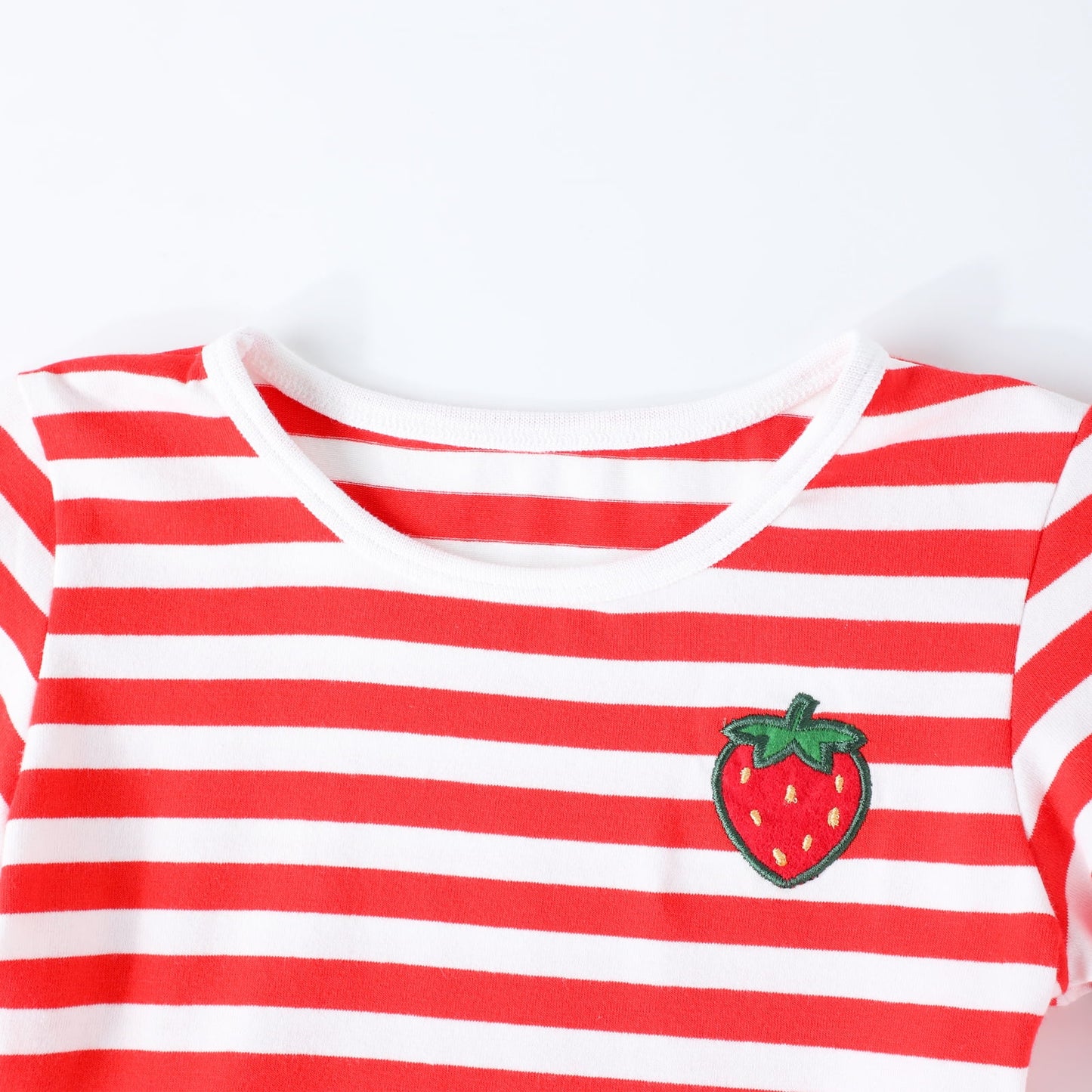 HILEELANG 2-8 Toddler Girls Red White Stripe Strawberry Summer Play Dress