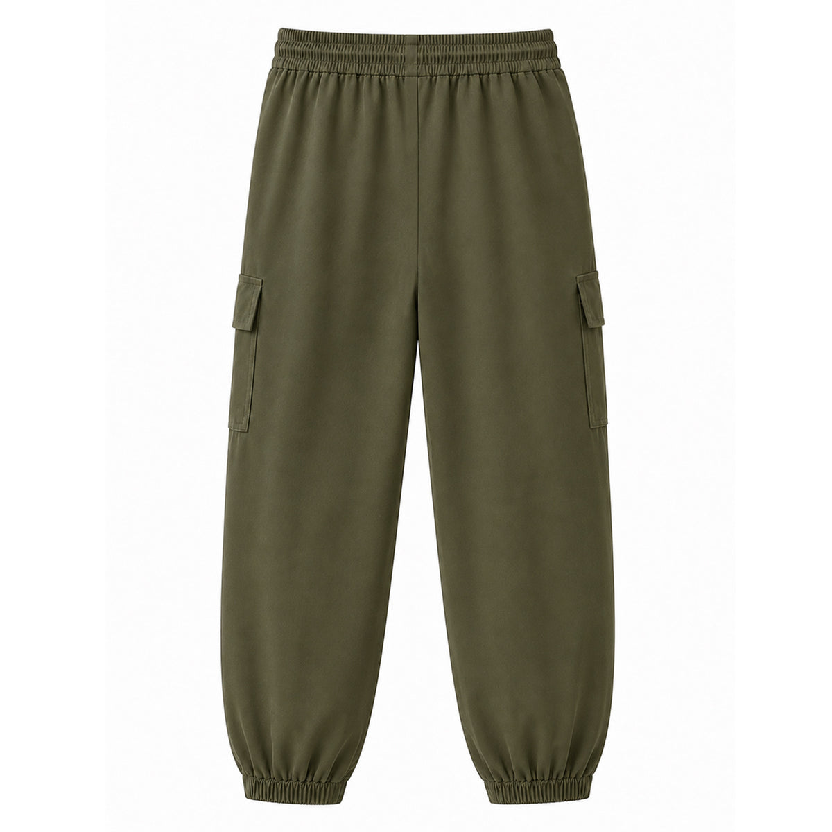 HILEELANG Olive Kids Double Pocket Cargo Sweatpants Jogger Pants, Single Piece
