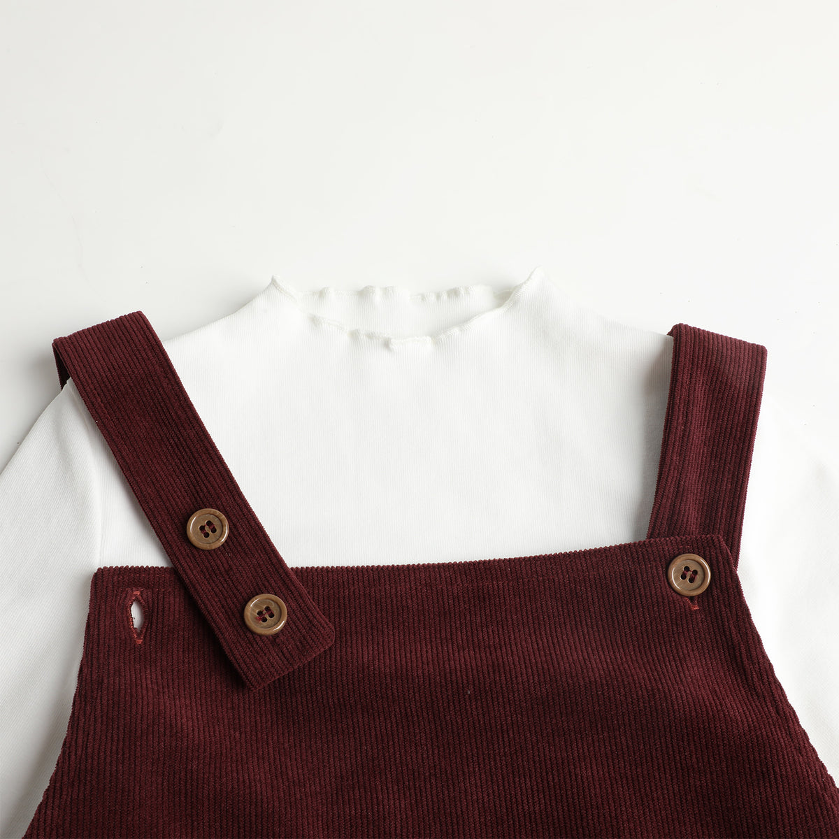 HILEELANG Toddler Burgundy Corduroy Overall Dress, Single Piece