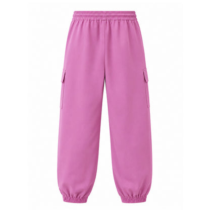 HILEELANG Pink Kids Double Pocket Cargo Sweatpants Jogger Pants, Single Piece