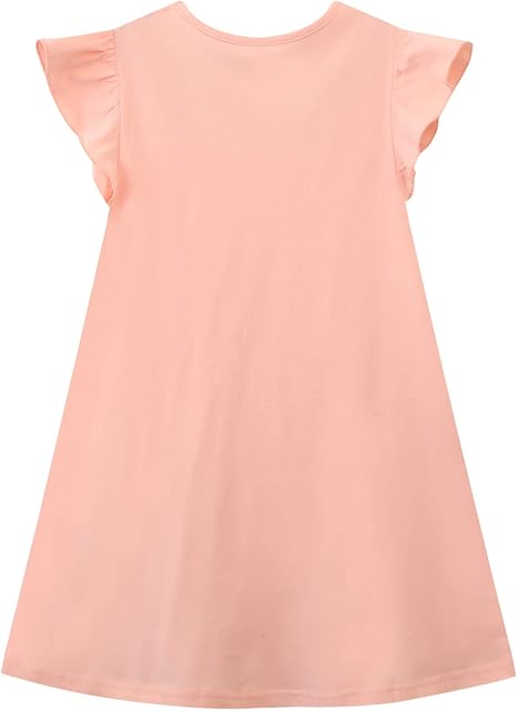HILEELANG Girls Cotton Tiered Dress Flutter Ruffle Sleeve Summer Swing Sundress Birthday Party Casual Outfit Colorblock