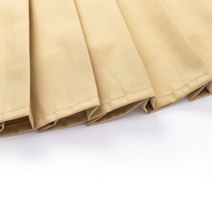 HILEELANG Little Girl School Uniform Pleated Scooter Skirt With Under Shorts Khaki Pull On Elastic Waist Skirt