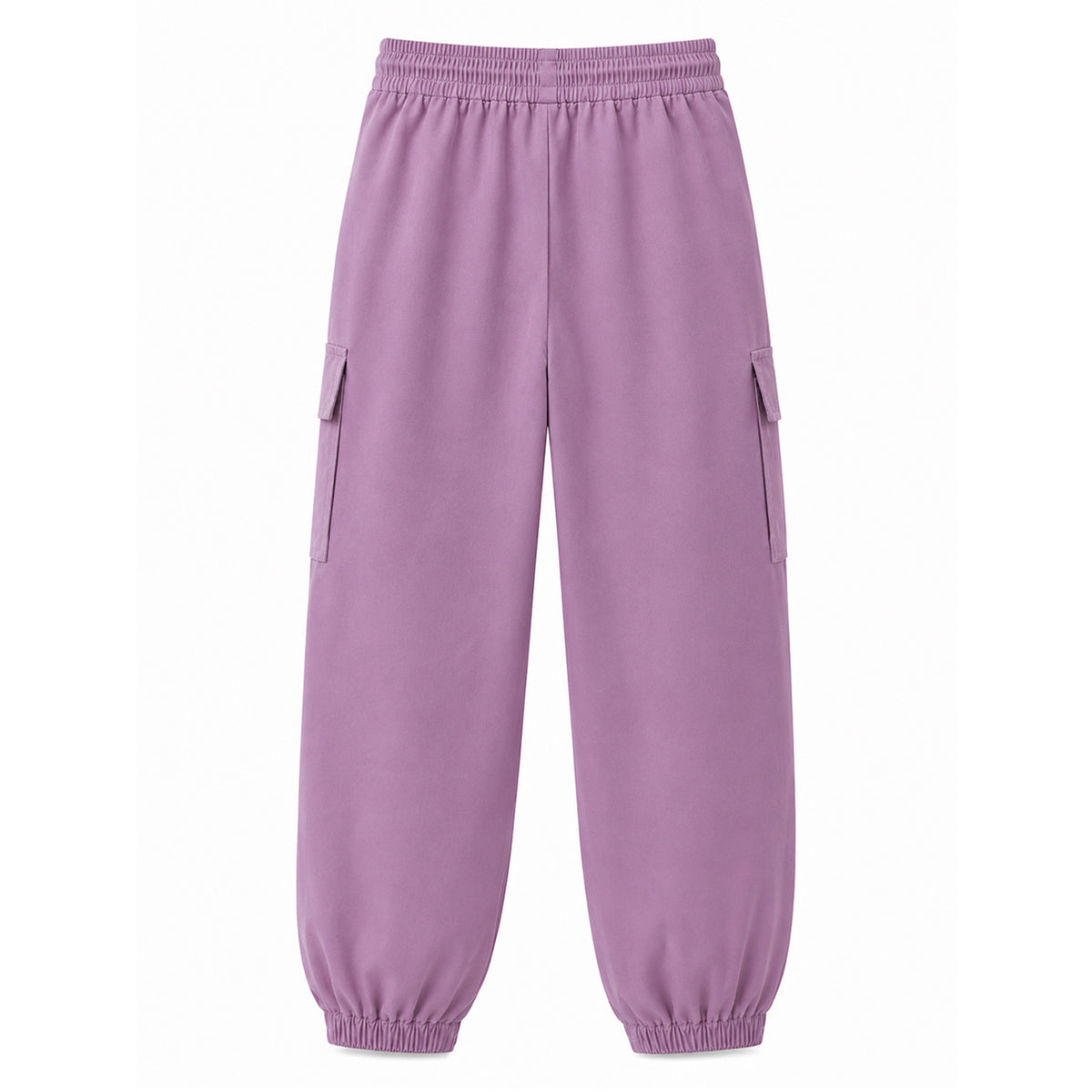 HILEELANG Purple Kids Double Pocket Cargo Sweatpants Jogger Pants, Single Piece